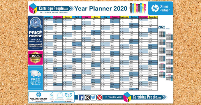 Free Printable 2020 Wall Planner | A4 and A3 | Download Now