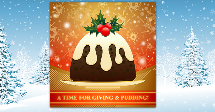 Download Giving and Pudding Christmas Card Giving and pudding Christmas card thumbnail.