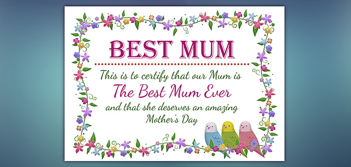 Download Best Mum Ever Certificate >> Printable best mum ever certificate
