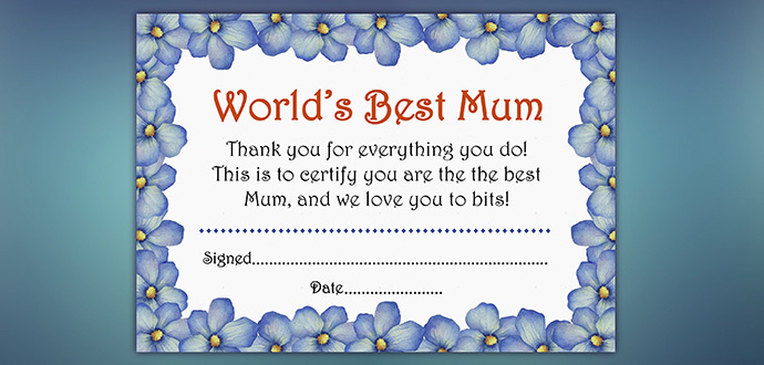 Download World's Best Mum Certificate >> Worlds best mum printable certificate