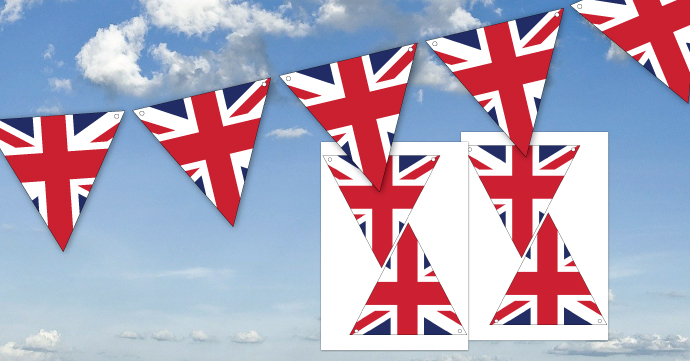 kings coronation decorations union jack cut out bunting