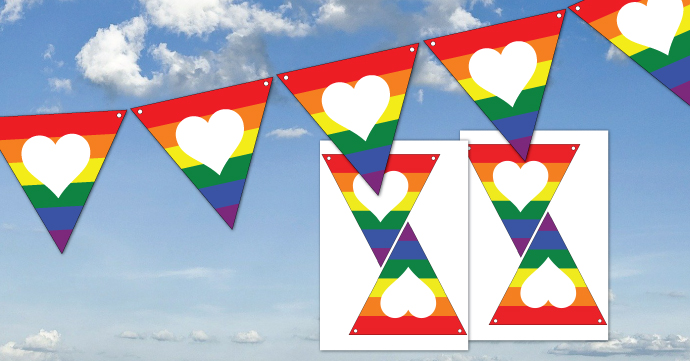 rainbow love heart cut out bunting thumbnail