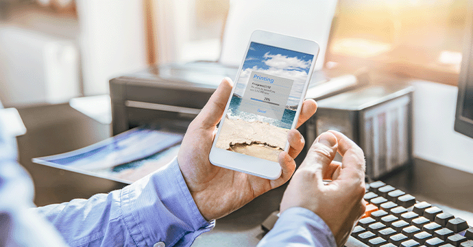 Printing a photo from a smartphone.