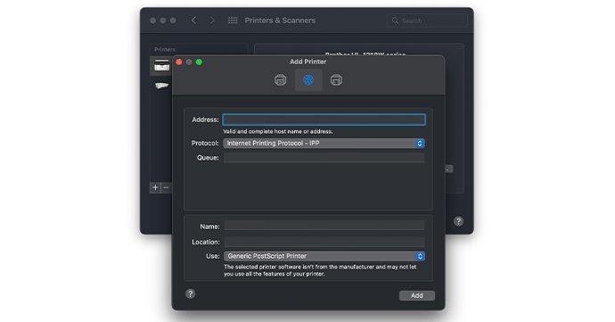 mac input the printers ip address