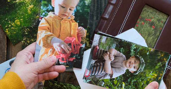 Colour printout of family photographs