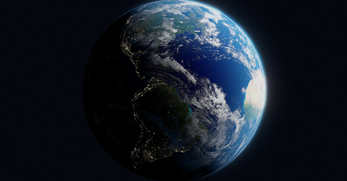 A photo from space to show planet earth