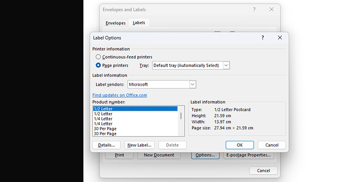 Label Options Microsoft Word Label options Microsoft Word.