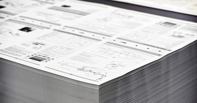 Mono printout of a stack of pages