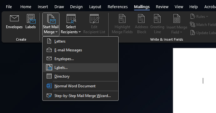 Start Mail Merge Start Mail Merge.