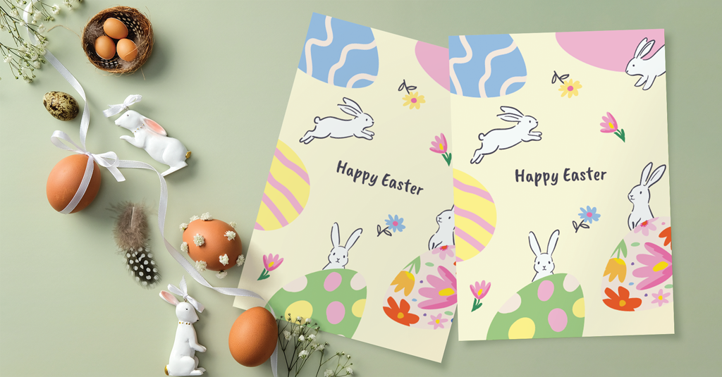 Download Bunnies and Eggs Easter Card bunnies and eggs patterned easter card