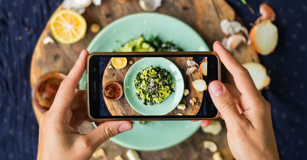 Taking an image of food on a phone